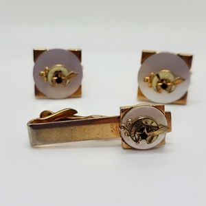 Vintage Shiners tie/cuff set by Swank